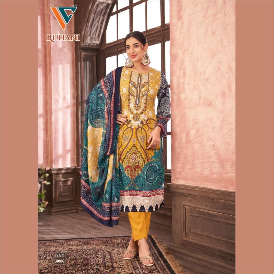 Mustard Yellow Hand Embroidered Cotton Salwar Suit Material | Unstitched Heavy Embroidery Dress Fabric | Women's Ethnic Wear | Fabiha Fashion