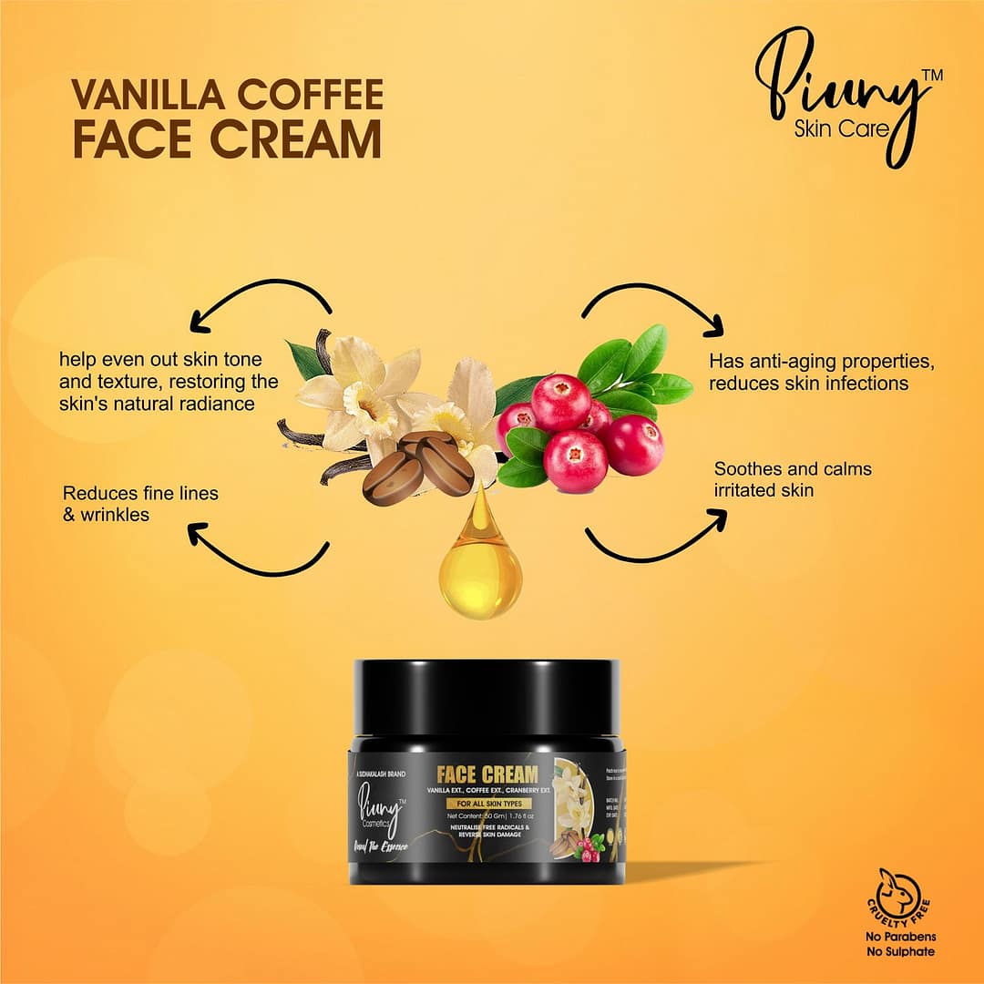Piuny Cosmetics Vanilla Coffee Cranberry Face Moisturizer for All Skin Types - 50g - Image 5