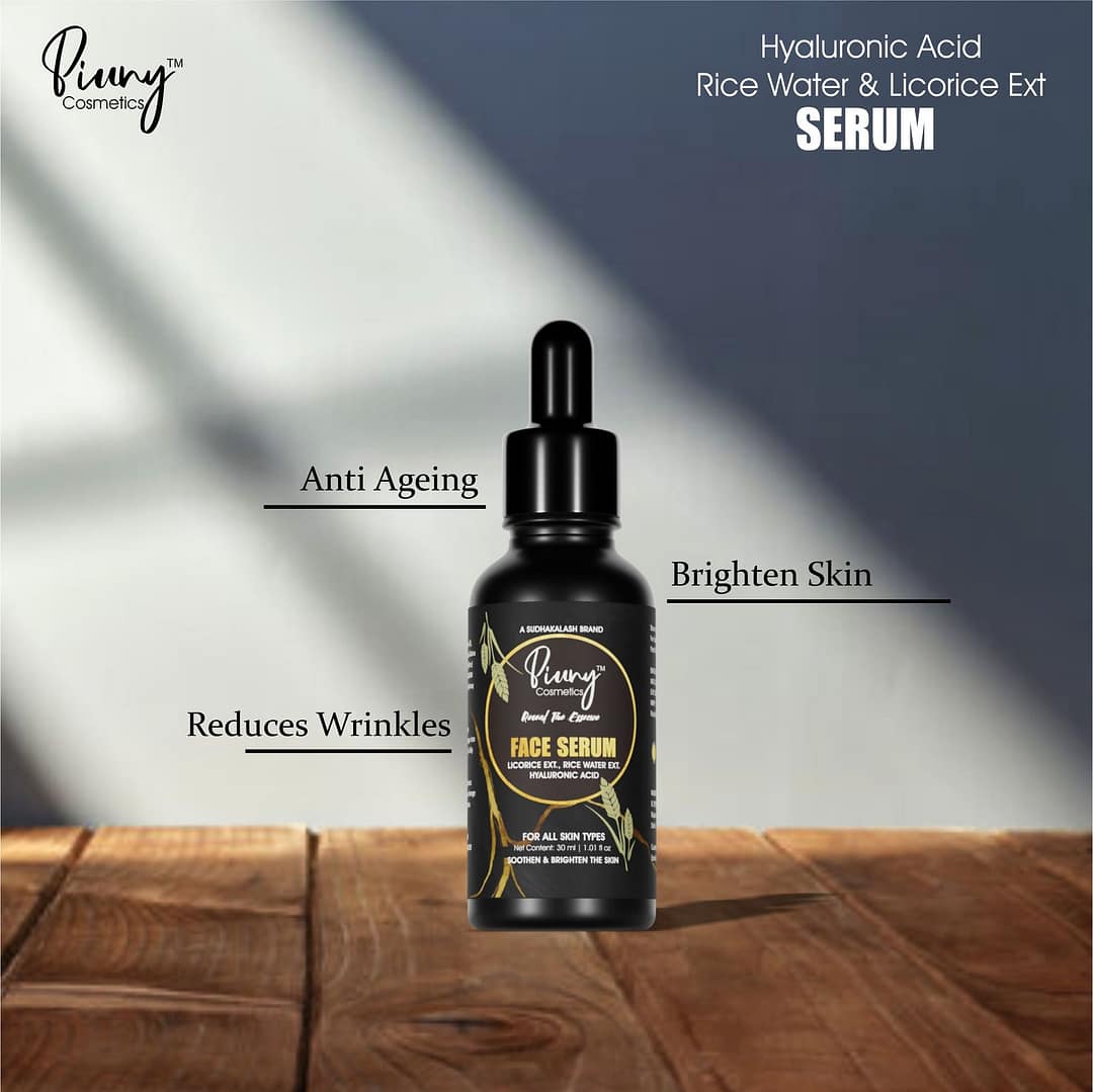 Piuny Cosmetics Hydrating Rice Water & Hyaluronic Acid Face Serum - 30ml - Image 2
