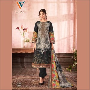Black Hand Embroidered Cotton Salwar Suit Material | Unstitched Wedding Dress Fabric for Women | Heavy Embroidery Kurta Set