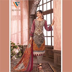 Hand Embroidered Cotton Salwar Suit Material | Unstitched Heavy Embroidery Dress Fabric | Women's Ethnic Wedding Wear | Fabiha Fashion | Maroon Color