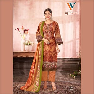 Warm Orange Hand Embroidered Cotton Salwar Suit Material | Unstitched Heavy Embroidery Dress Fabric | Women's Ethnic Wear | Fabiha Fashion