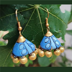 Handmade Blue Clay Earrings | Eco-Friendly Natural Mitti Jewelry | Sustainable Earth-Tone Dangle/Tribe/Stud Earrings | Mittify Jewel Art