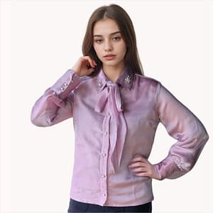 Ora Embellished Lilac Satin Top | Women's Elegant Blouse | Cotton-Lined Comfort | Party & Casual Wear