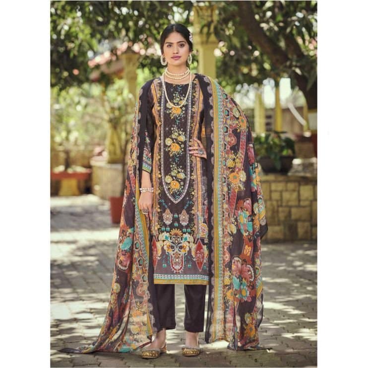 Plum Cotton Salwar Suit with Diamond Embroidery | Heavy Work Unstitched Dress Material | Fabiha Fashion