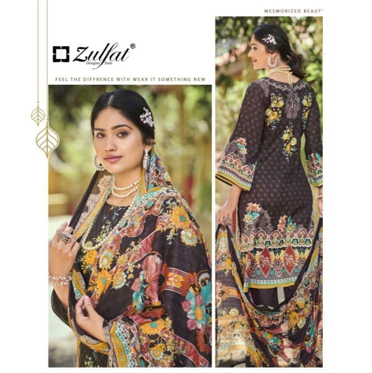 Plum Cotton Salwar Suit with Diamond Embroidery | Heavy Work Unstitched Dress Material | Fabiha Fashion - Image 3