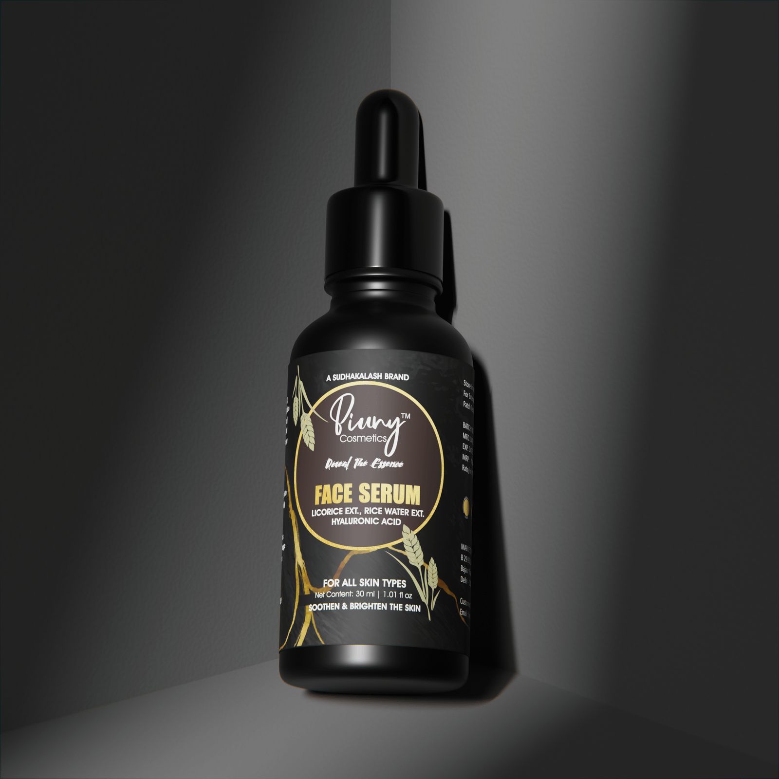 Piuny Cosmetics Hydrating Rice Water & Hyaluronic Acid Face Serum - 30ml